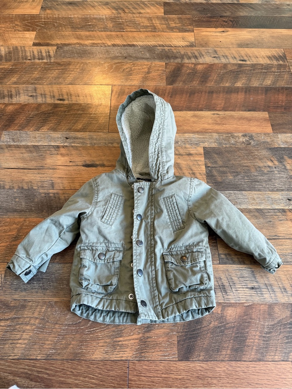 Oshkosh B’gosh Green Fall Fleece Lined Hooded Jacket 12M Layering Autumn Winter